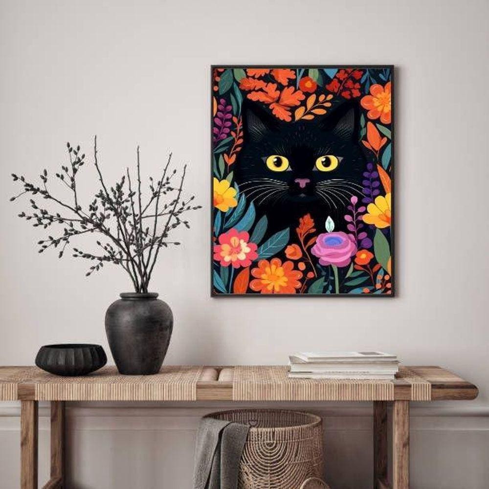 Quadro Decorativo Cat In The Garden 33X24Cm