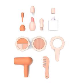 Makeup Play Set Silicone Pretend com brinquedos de salão de cabeleireiro para meninas
