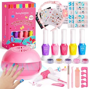 Kit de esmaltes Bunny Bubbles com secador de unhas para meninas de 7 a 12 anos