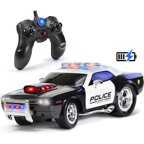 Brinquedo de controle remoto recarregável para carro de polícia Kidirace com luz
