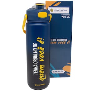 Garrafa Frase Tenha Orgulho Térmica 6 Horas Quente Gelada Grande 700ml Com Alça Trava Segurança
