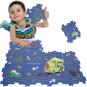 Conjunto de jogos Puzzle Track Car XVZKIZJ para crianças de 3 a 8 anos com 12 P