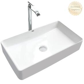 Kit Cuba Pia Louça Cerâmica Banheiro C/ Torneira E Válv S19