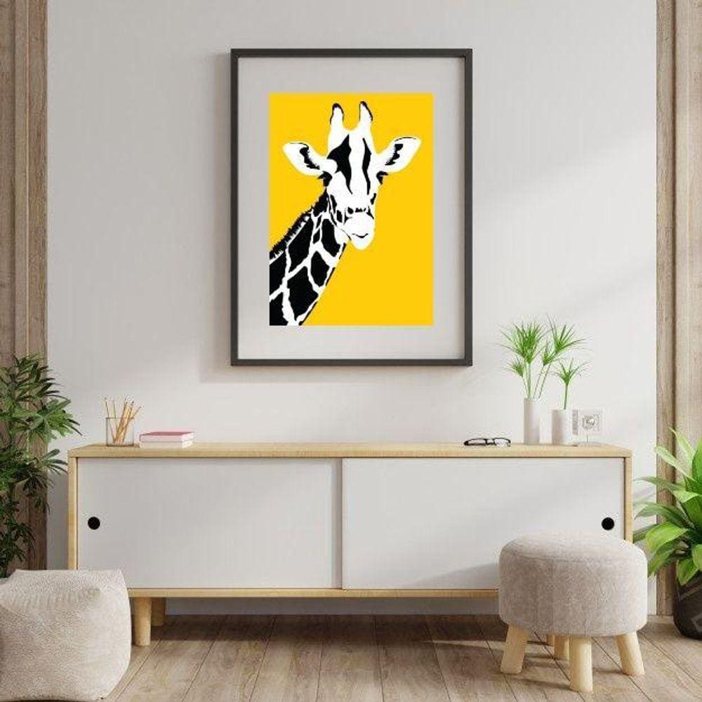 Quadro Girafa Abstrata Amarela - 60X48Cm