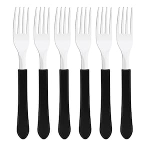 Kit 6 Garfo de Mesa Tramontina Leme Inox Cabo Preto
