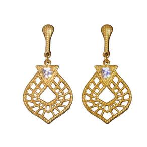 Brinco Gota Trabalhada com Zircônia - Banhado em Ouro 18k