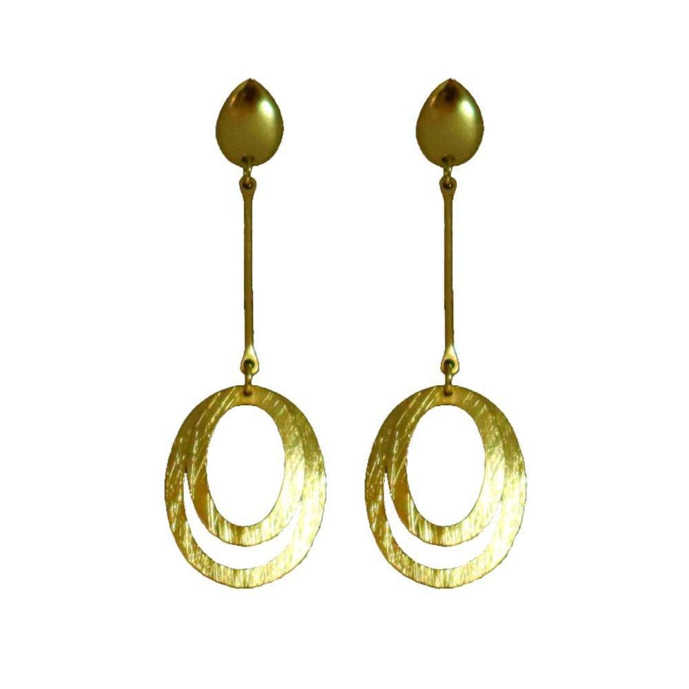 Brinco Oval Escovado - Banhado em Ouro 18k