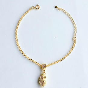 Pulseira Coruja Banhado a ouro 18k