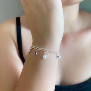 Pulseira Dupla Ponto de Luz Azul - Banhado em Prata 925
