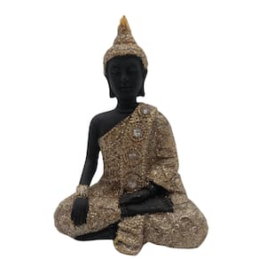 Buda Meditando - Roupa Dourada c/ Pele Negra