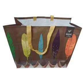 10 Sacolas Ráfia Retornável Grande 39x44x22cm Cores Nat. B4u