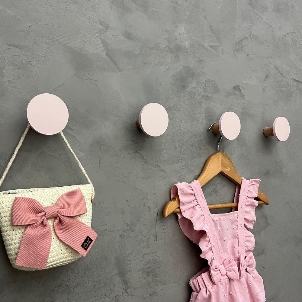 5 Ganchos de parede infantil menina decoração bola rosa boho