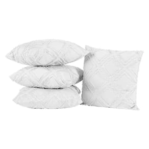 Kit 4 Capas De Almofada Quadradas Aveline 300 Fios Branco