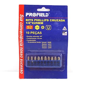 Kit Acessórios 10 Ponta De Chave  Profield  Phillips 25 Mm