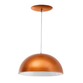Pendente Meia Lua Alumínio 33cm Cobre Com Interior Branco