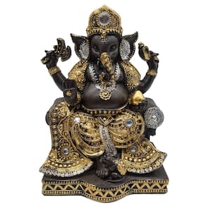 Ganesha Hindu - Roupa Dourada c/ Pele Negra