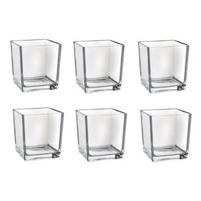 Kit 6 Mini Vaso De Vidro Castiçal Porta Vela De Mesa 300 Ml