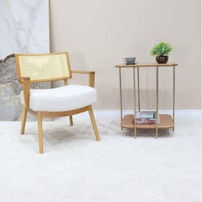 Mesa Apoio Onix Alta Metal e Madeira Amêndoa/Cobre