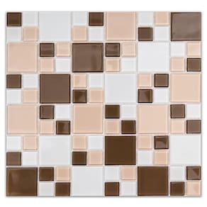 Pastilha de Vidro Cristal 29,7x29,7cm Branco/Bege/Marrom