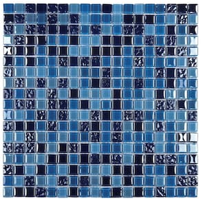 Pastilha de Vidro Miscelanea Metal 30x30cm 1,5x1,5 Glass Mosaic Azul