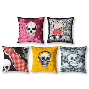 Kit 5 Capas De Almofada Infantil 40Cm X 40Cm Zíper Caveira