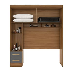 Módulo Closet Smart Aéreo Gavetas com Maleiro Cinamomo/Chumbo