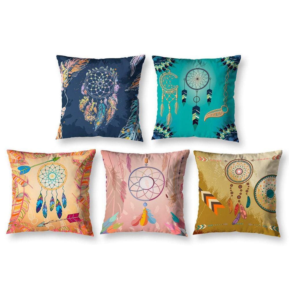 Kit 5 Capas De Almofada 40Cm X 40Cm Estampadas Sonhos