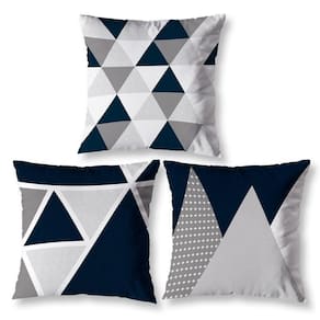 Kit 3 Capas De Almofada 40Cm X 40Cm Estampadas Geo Cinza