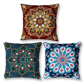 Kit 3 Capas De Almofada 40Cm X 40Cm Estampadas Mandala