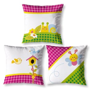 Kit 3 Capas De Almofada Infantil 40Cm X 40Cm Zíper Florzinha