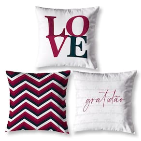 Kit 3 Capas De Almofada 40 X 40 Estampadas Chevron Vermelho
