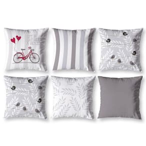 Kit 6 Almofadas Cheias 40X40 Estampadas Vintage Bike Branco