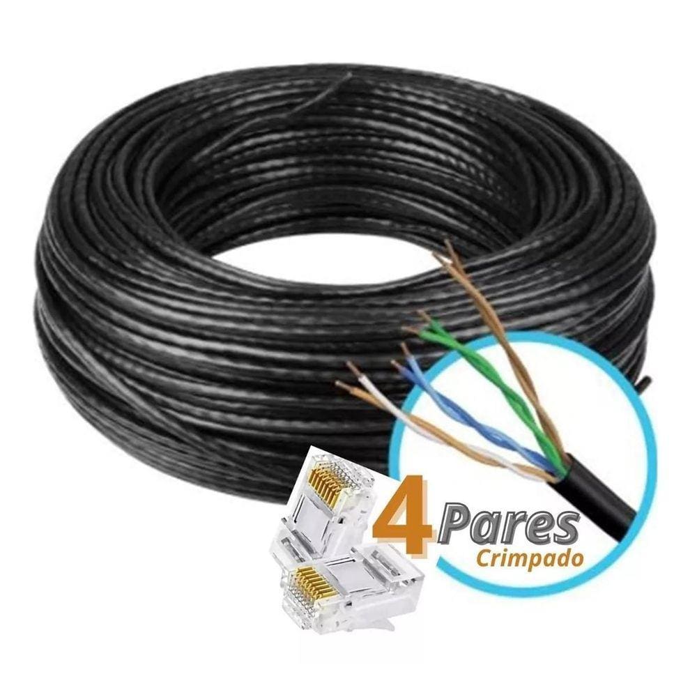 Cabo De Internet 20 Metros Lan Crimpado Rj45 Cat5E - Top