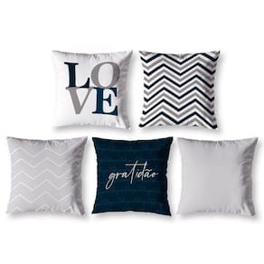 Kit 5 Capas De Almofada 40Cm X 40Cm Estampadas Chevron Cinza