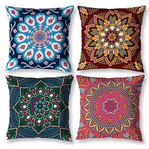 Kit 4 Almofadas Cheias Sala 40Cm X 40Cm Estampadas Mandala