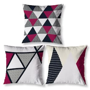 Kit 3 Almofadas Cheias 40Cm X 40Cm Estampadas Geo Vermelho