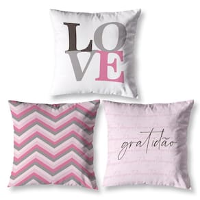 Kit 3 Capas De Almofada 40Cm X 40Cm Estampadas Chevron Rosa