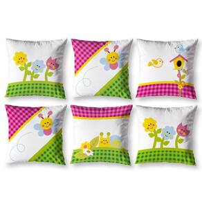Kit 6 Capas De Almofada Infantil 40Cm X 40Cm Zíper Florzinha