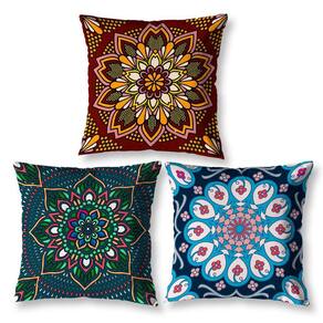 Kit 3 Capas De Almofada 40Cm X 40Cm Estampadas Mandala