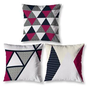 Kit 3 Capas De Almofada 40Cm X 40Cm Estampadas Geo Vermelho