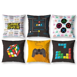 Kit 6 Capas De Almofada Estampadas Infantil 40X40 Zíper Game