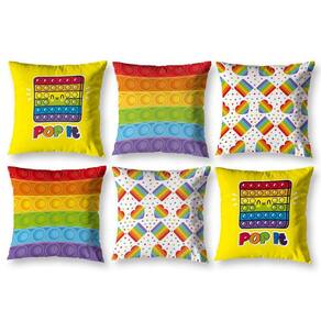 Kit 6 Almofadas Cheias Estampadas Infantil 40 X 40 Pop It