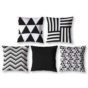 Kit 5 Capas De Almofada 40Cm X 40Cm Estampadas Geo Preto