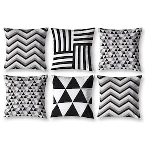 Kit 6 Almofadas Cheias 40Cm X 40Cm Estampadas Geo Preto