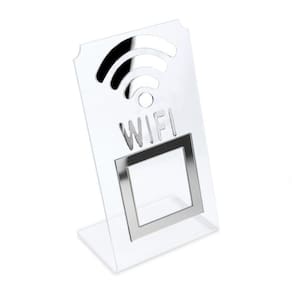 Placa Wifi Qr Code Display Acrílico Mesa Balcão Transparente