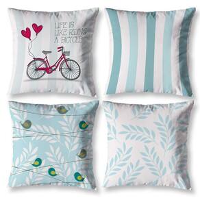 Kit 4 Capas Almofada Sala 40Cm X 40Cm Estampadas Bike Verde
