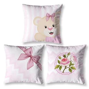 Kit 3 Almofadas Cheias Infantil 40Cm X 40Cm Zíper Ursinha