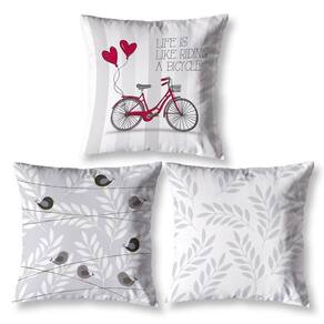 Kit 3 Almofadas Cheias 40X40 Estampadas Vintage Bike Branco