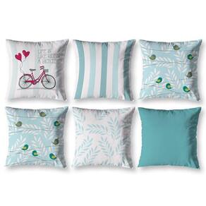 Kit 6 Capa De Almofada 40 X 40 Estampadas Vintage Bike Verde