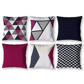 Kit 6 Almofadas Cheias 40Cm X 40Cm Estampadas Geo Vermelho